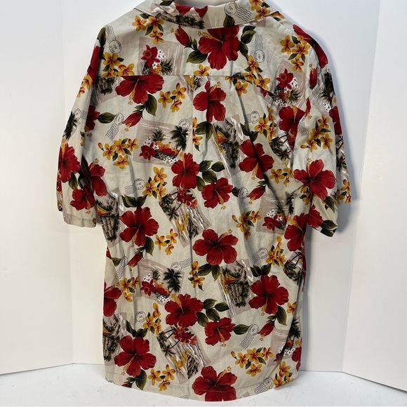 Vintage Hilo Hattie Red Hawaiian Shirt Mens L Hawaii USA Made Hibiscus Floral - Picture 5 of 5
